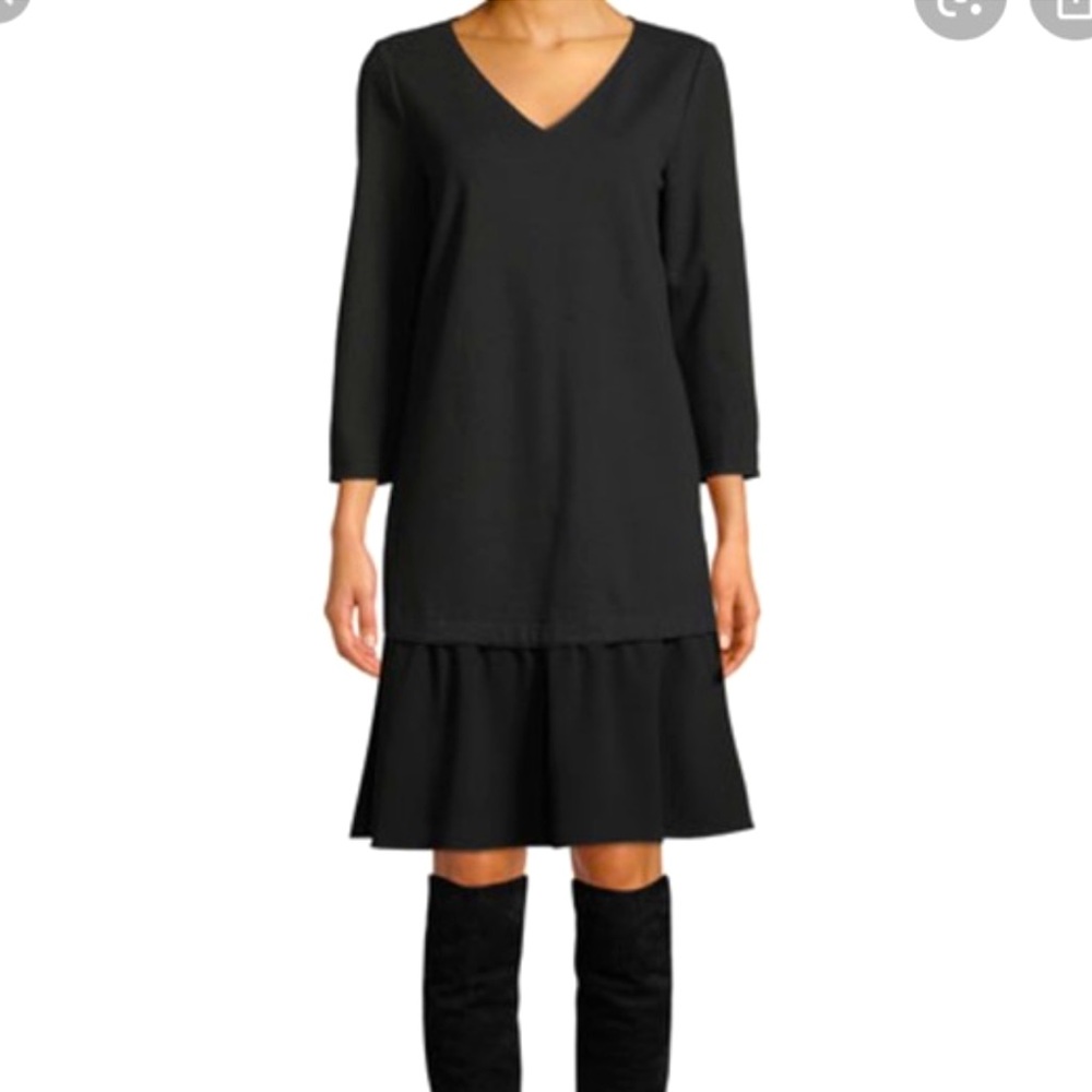 Lafayette 148 New York $898 Punto Milano Knit Shift Dress Size M/L Crepe Flowy